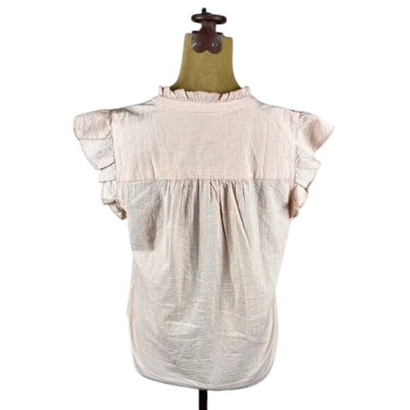 LOFT Pink Short Sleeve Button-Down Top Medium - Picture 2 of 5